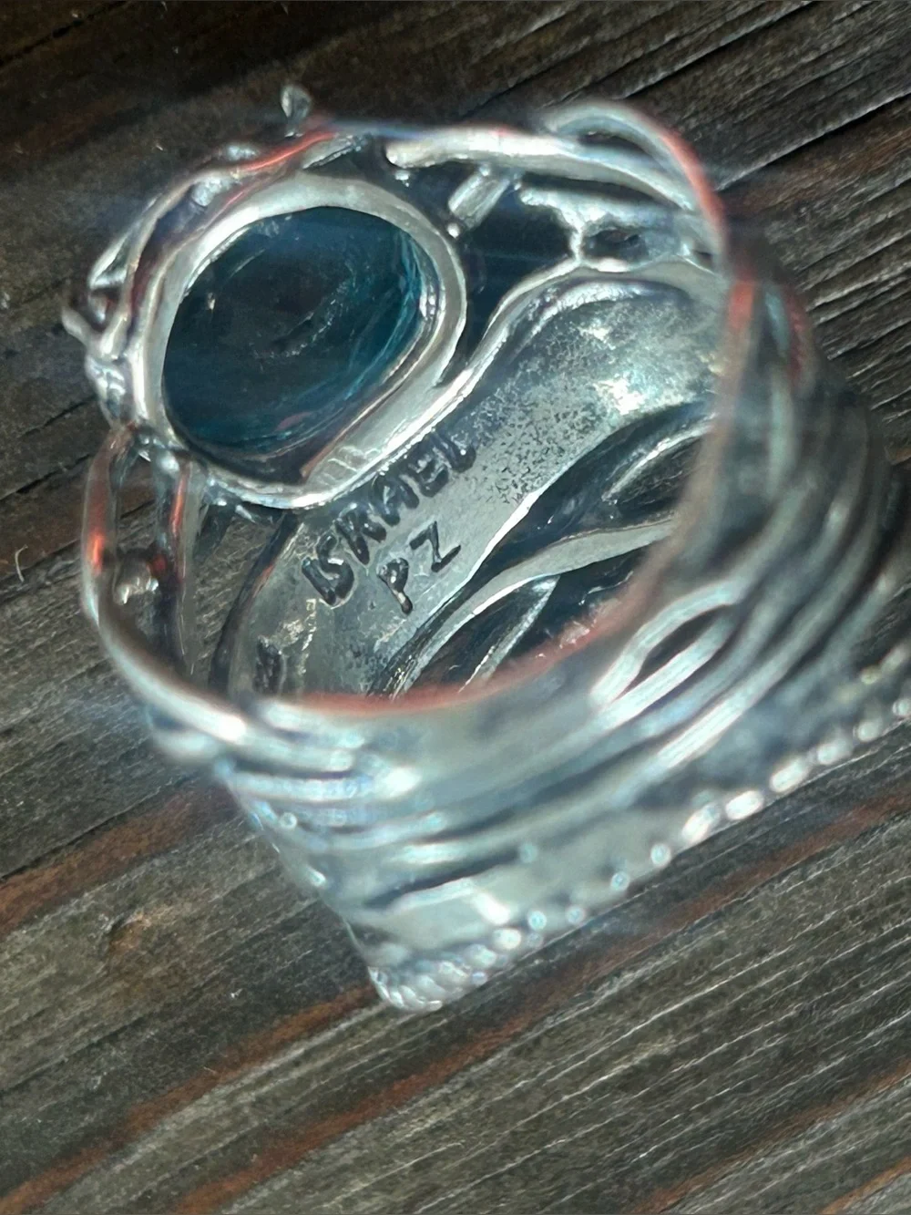 Or Paz Sterling Blue Topaz Ring      Sz 7